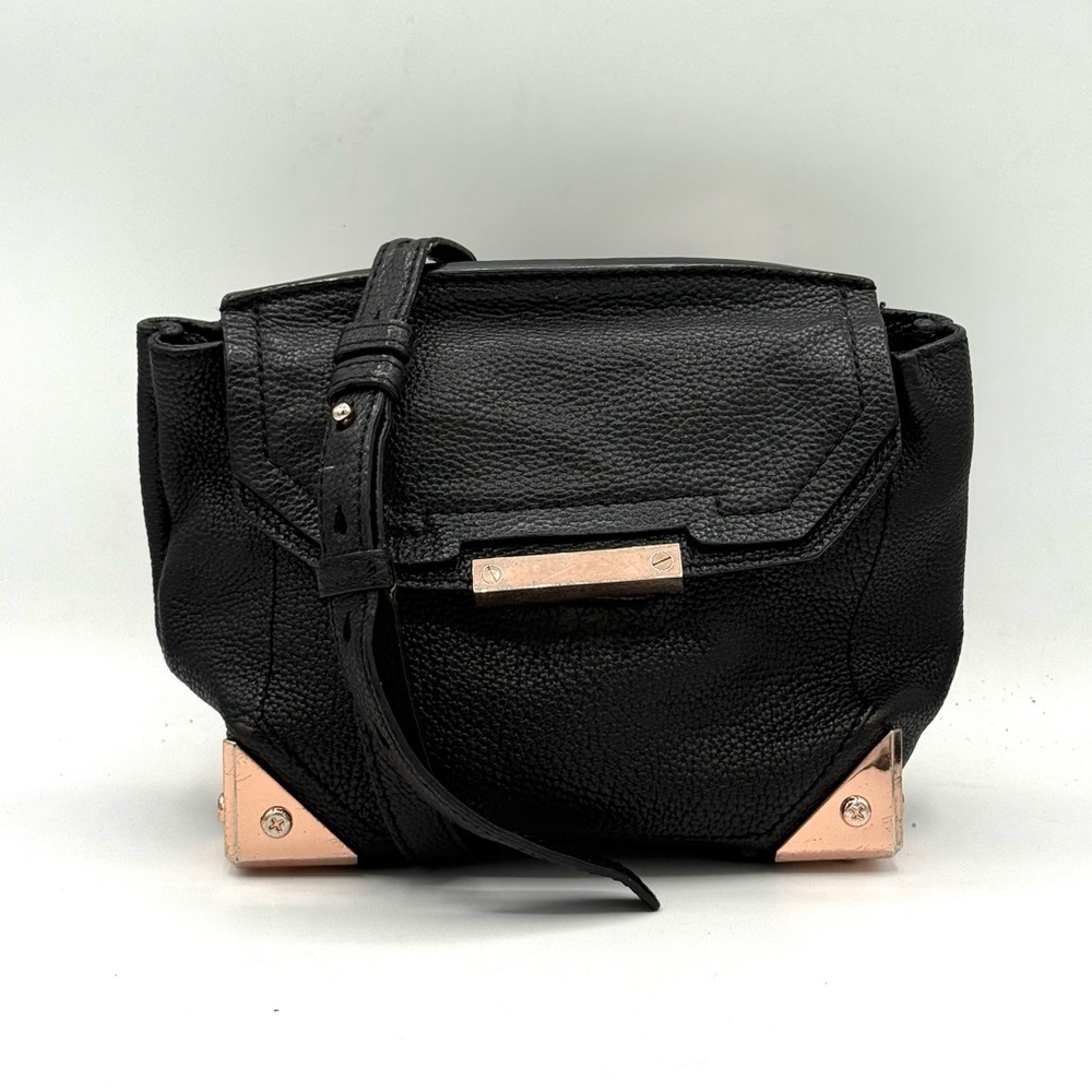 ALEXANDER WANG Marion Prisma Black Pebbled Leather & Rose Gold Crossbody Bag - Picture 2 of 16